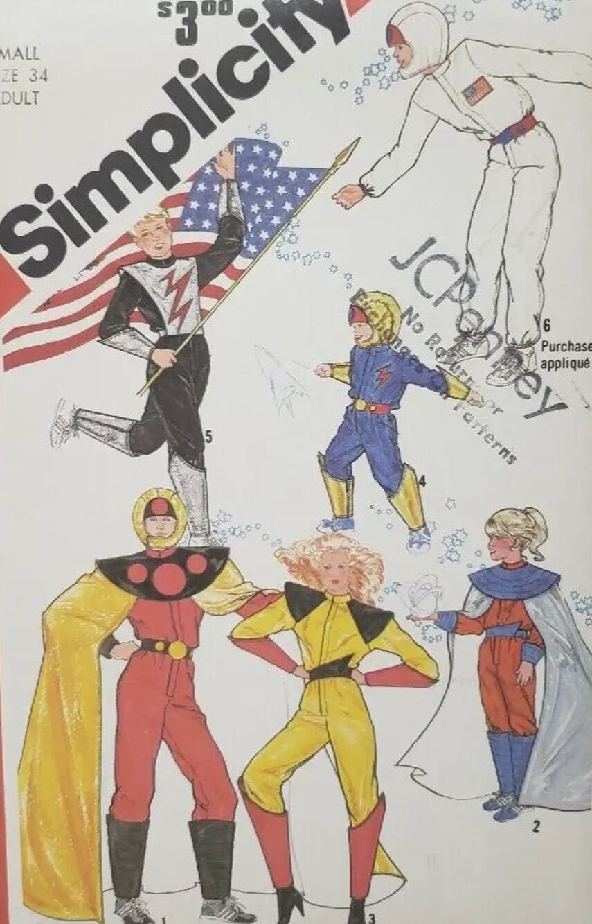 Vtg Simplicity 5299 Pattern Adult Child Small 34 Space Costumes Uncut Halloween